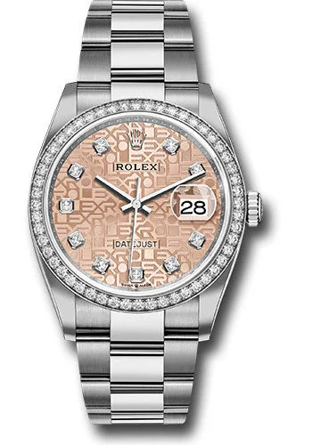 Watches with Heart Rate and Blood Pressure MonitorRolex Steel Datejust 36 Watch - Diamond Bezel - Pink Jubilee Diamond Dial - Oyster Bracelet - 126284RBR pjdo