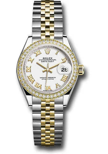 Hybrid Smartwatches with Traditional Watch AestheticsRolex Steel and Yellow Gold Rolesor Lady-Datejust 28 Watch - Diamond Bezel - White Roman Dial - Jubilee Bracelet - 279383RBR wrj