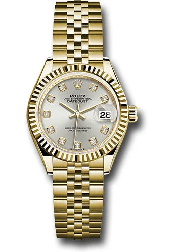 Skeleton Dial Mechanical Watches for Mechanics FansRolex Yellow Gold Lady-Datejust Watch - Fluted Bezel - Silver Diamond Dial - Jubilee Bracelet - 279178 sdj