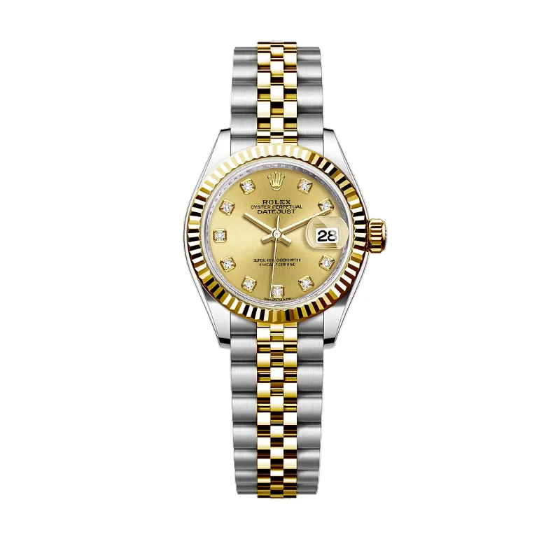 Leather Cuff Watches for a Bohemian LookRolex Lady Datejust 28mm 279173-0011 Champagne Diamond Dial, Worn 2019