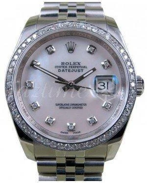 Military Style Watches with Luminescent HandsRolex Datejust 116200 White Mother Of Pearl Diamond 36mm Stainless Steel Jubilee NEW