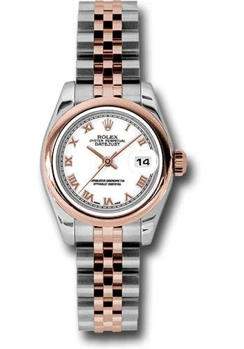 Watches with Luminous Markers for Night VisibilityRolex Steel and Everose Gold Rolesor Lady Datejust 26 Watch - Domed Bezel - White Roman Dial - Jubilee Bracelet - 179161 wrj