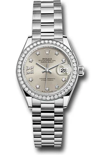 Diamond-Encrusted Luxury Watches for Special OccasionsRolex White Gold Lady-Datejust Watch - 44 Diamond Bezel - Silver Diamond Dial - President Bracelet - 279139rbr s9dix8dp