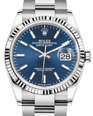 Analog-Digital Hybrid Watches for Dual FunctionalityRolex Datejust 36MM White Gold/Steel Blue Index Dial & Fluted Bezel Oyster Bracelet 126234 - NEW