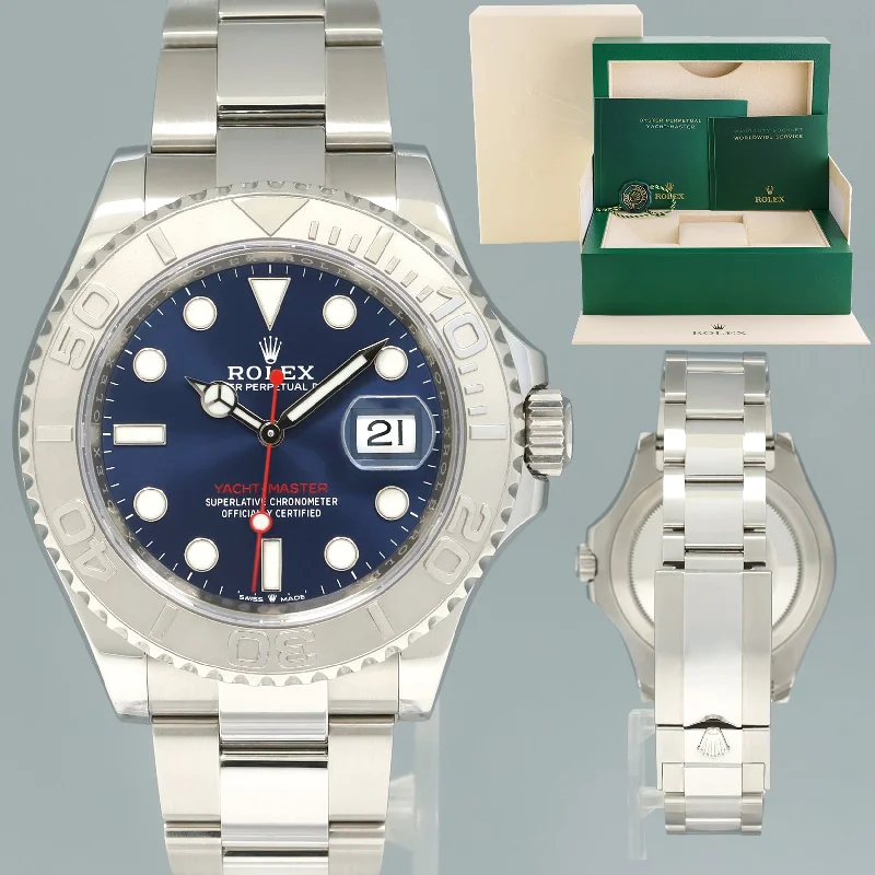 Watches with Backlight for Low-Light ConditionsMINT 2022 Rolex Yacht-Master 126622 Steel 40mm Platinum Blue Dial Watch Box