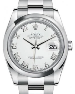 Traveler’s Watches with World Time FunctionRolex Datejust 36 Stainless Steel White Roman Dial & Smooth Domed Bezel Oyster Bracelet 116200