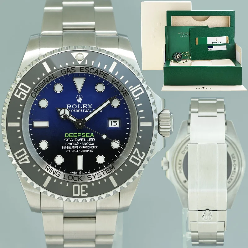 Military Style Watches with Luminescent HandsMINT PAPERS Rolex Sea-Dweller Deepsea James Cameron Blue 126660 44mm Watch