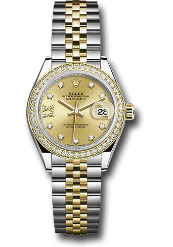 Watches with Dauphine-Style Hands for an Elegant LookRolex Steel and Yellow Gold Rolesor Lady-Datejust 28 Watch - Diamond Bezel - Champagne Diamond Star Dial - Jubilee Bracelet - 279383RBR ch9dix8dj