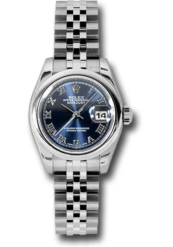 Watches with Multiple Time Zone DisplaysRolex Steel Lady-Datejust 26 Watch - Domed Bezel - Blue Roman Dial - Jubilee Bracelet - 179160 brj