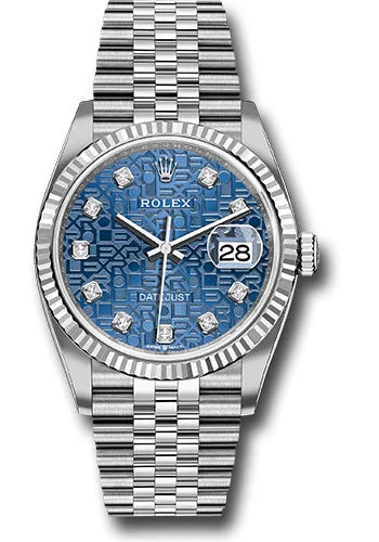 Watches with Heart Rate and Blood Pressure MonitorRolex Steel Datejust 36 Watch - Fluted Bezel - Blue Jubilee Diamond Dial - Jubilee Bracelet - 126234 bljdj