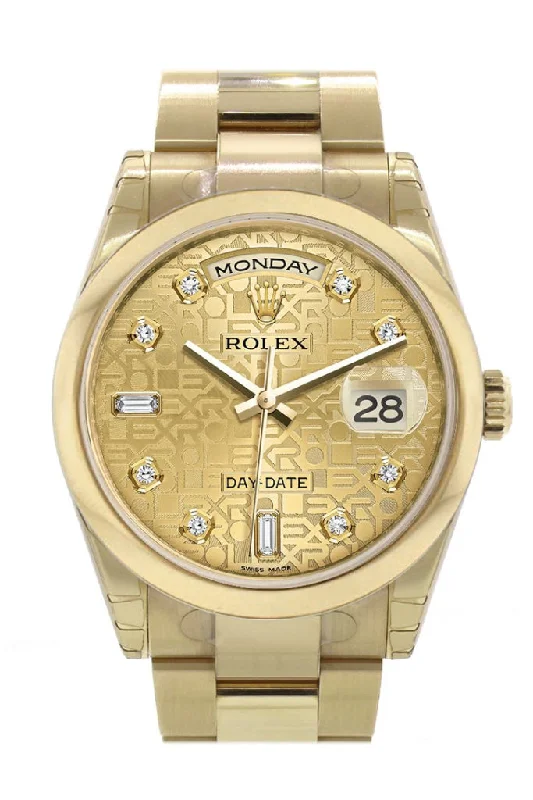 Square Dial Watches with Modern DesignRolex Day-Date 36 Champagne Jubilee Diamonds Dial Yellow Gold Watch 118208