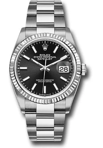 Traveler’s Watches with World Time FunctionRolex Steel Datejust 36 Watch - Fluted Bezel - Black Index Dial - Oyster Bracelet - 126234 bkio