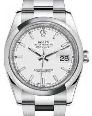 Classic Style Watches for Timeless AppealRolex Datejust 36 Stainless Steel White Index Dial & Smooth Domed Bezel Oyster Bracelet 116200