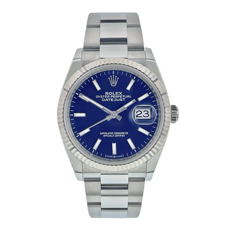 Wristwatches with Second Time Zone Feature2024 Rolex Datejust Stainless Steel Blue Dial 36mm Automatic Men’s Watch 126234