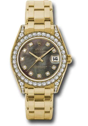 Watches with Heart Rate and Blood Pressure MonitorRolex Yellow Gold Datejust Pearlmaster 34 Watch - 34 Diamond Bezel - Black Mother-Of-Pearl Diamond Dial - 81158 dkmd