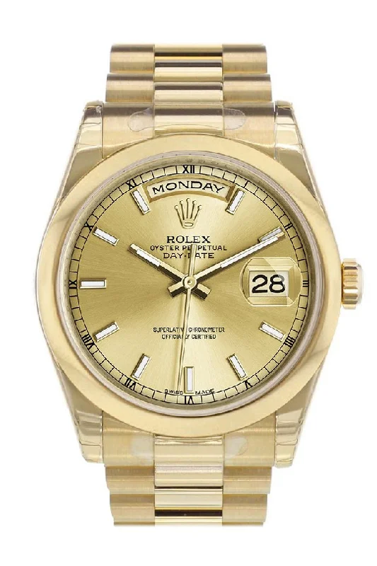 Watches with Multiple Time Zone DisplaysRolex Day-Date 36 Champagne Dial President Yellow Gold Watch 118208