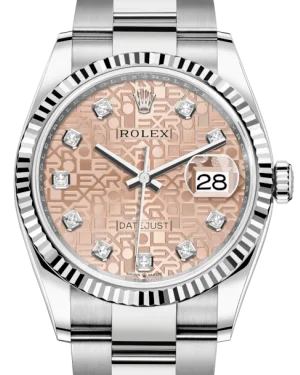 Watches with Rose Gold Plated Cases for a Feminine TouchRolex Datejust 36mm White Gold/Steel Pink Jubilee Diamond Dial & Fluted Bezel Oyster Bracelet 126234 - NEW