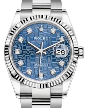 Watches with Rubber Straps for Comfort and DurabilityRolex Datejust 36mm White Gold/Steel Blue Jubilee Diamond Dial & Fluted Bezel Oyster Bracelet 126234 - NEW