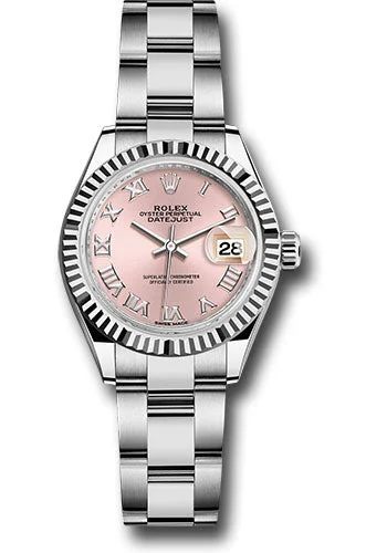 Alloy Cased Watches for Affordable QualityRolex Steel and White Gold Rolesor Lady-Datejust 28 Watch - Fluted Bezel - Pink Roman Dial - Oyster Bracelet - 279174 pro