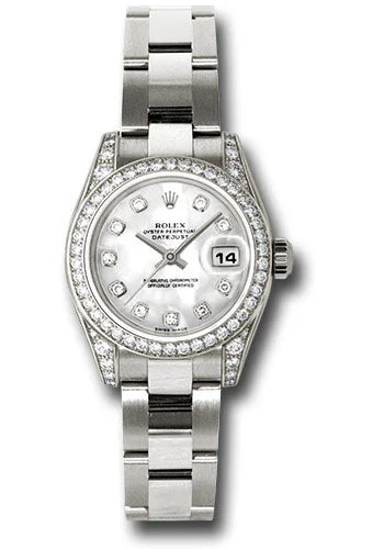 Watches with Sword-Style Hands for a Distinctive LookRolex White Gold Lady-Datejust 26 Watch - 42 Diamond Bezel - Mother-Of-Pearl Diamond Dial - Oyster Bracelet - 179159 mdo