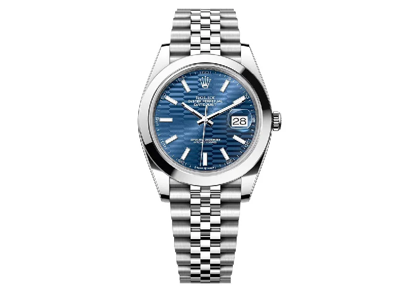 Analog-Digital Hybrid Watches for Dual FunctionalityRolex DateJust 41mm 126300 Oystersteel Jubilee Blue Motif Dial