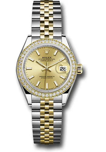 Watches with Rubber Straps for Comfort and DurabilityRolex Steel and Yellow Gold Rolesor Lady-Datejust 28 Watch - Diamond Bezel - Champagne Index Dial - Jubilee Bracelet - 279383RBR chij