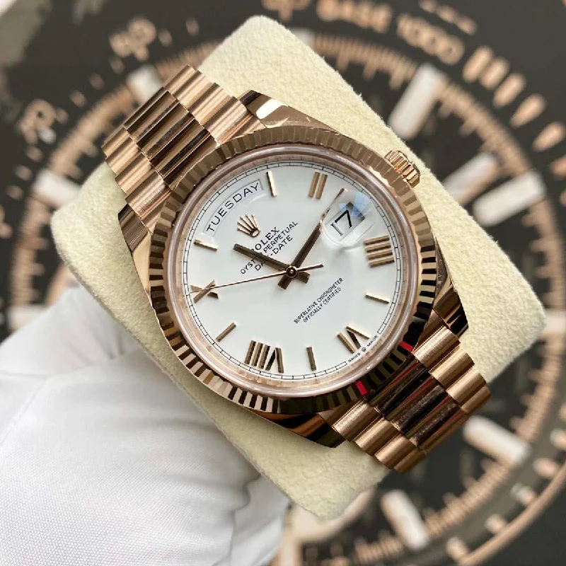 Skeleton Dial Mechanical Watches for Mechanics FansRolex Day-Date 40 Presidential 228235 Fluted Bezel White Dial