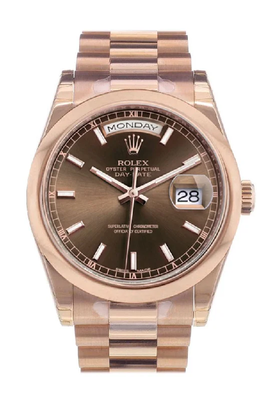 Solar-Powered Watches for Eco-Conscious UsersRolex Day-Date 36 Chocolate Dial President Everose Gold Watch 118205