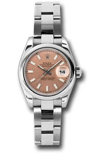 Watches with Power Reserve Indicator (for mechanical)Rolex Steel Lady-Datejust 26 Watch - Domed Bezel - Pink/Copper Index Dial - Oyster Bracelet - 179160 pso