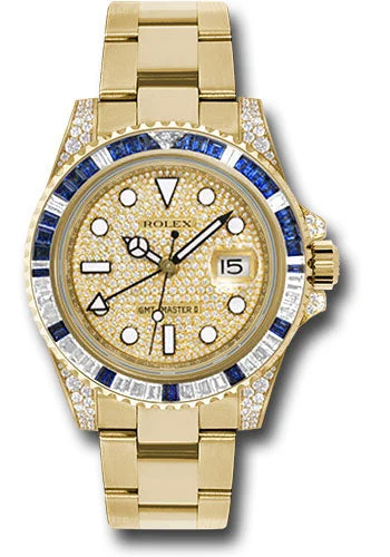 Analog-Digital Hybrid Watches for Dual FunctionalityRolex Yellow Gold GMT-Master II 40 Watch - Diamond And Blue Sapphire Bezel - Pave Diamond Dial - Oyster Bracelet - 116758SA pave