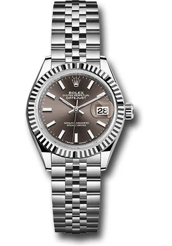 Women’s Watches with Swarovski CrystalsRolex Steel and White Gold Rolesor Lady-Datejust 28 Watch - Fluted Bezel - Dark Grey Index Dial - Jubilee Bracelet - 279174 dgij