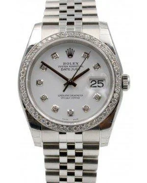 Adjustable Strap Watches for Perfect FitRolex Datejust 36 White Gold/Steel White Dial & Diamond Bezel Jubilee Bracelet 116200