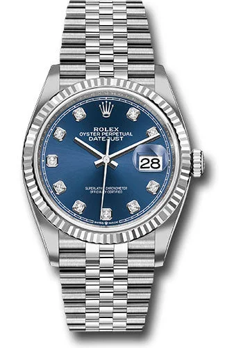 Stainless Steel Bracelet Watches for DurabilityRolex Steel Datejust 36 Watch - Fluted Bezel - Blue Diamond Dial - Jubilee Bracelet - 126234 bldj