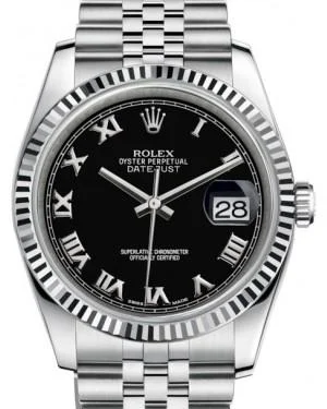 Digital Watches with Timer FunctionRolex Datejust 36 White Gold/Steel Black Roman Dial & Fluted Bezel Jubilee Bracelet 116234