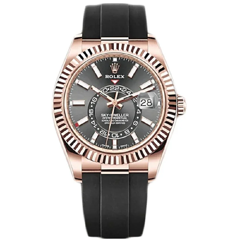 Women’s Dress Watches with Elegant StrapsRolex Sky-Dweller 42mm Oyster Flex 326235 Rhodium Dial