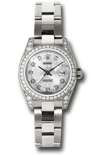 Watches with Backlight for Low-Light ConditionsRolex White Gold Lady-Datejust 26 Watch - 42 Diamond Bezel - Silver Jubilee Diamond Dial - Oyster Bracelet - 179159 sjdo