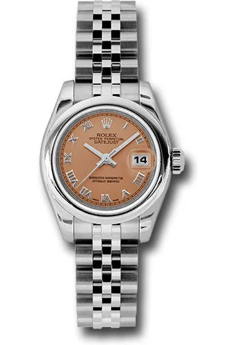 Watches with Braided Straps for a Handmade TouchRolex Steel Lady-Datejust 26 Watch - Domed Bezel - Pink/Copper Roman Dial - Jubilee Bracelet - 179160 prj