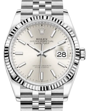 Women’s Dress Watches with Elegant StrapsRolex Datejust 36mm White Gold/Steel Silver Index Dial & Fluted Bezel Jubilee Bracelet 126234 - NEW