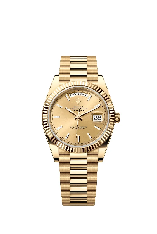 Wooden Cased Watches for a Natural LookRolex Day-Date 40 mm 228238-003 President Fluted Champagne Dial