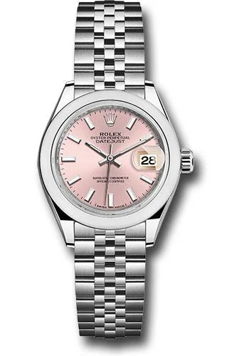 Analog-Digital Hybrid Watches for Dual FunctionalityRolex Steel Lady-Datejust 28 Watch - Domed Bezel - Pink Index Dial - Jubilee Bracelet - 279160 pij