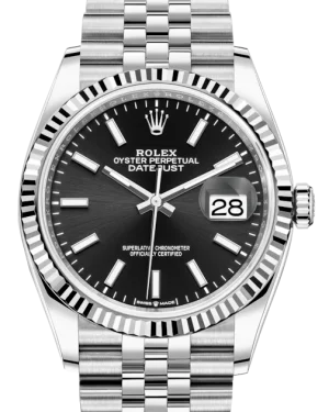 Dressy Watches for Evening EventsRolex Datejust 36mm Black Dial Fluted Bezel Jubilee 126234