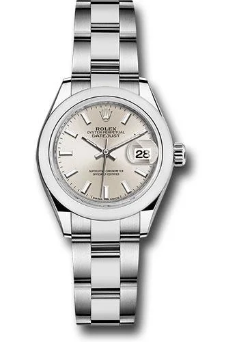 Minimalist Analog Watches for Everyday WearRolex Steel Lady-Datejust 28 Watch - Domed Bezel - Silver Index Dial - Oyster Bracelet - 279160 sio