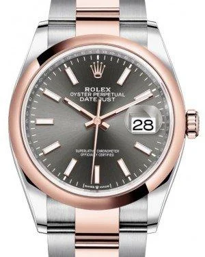 Watches with GMT FunctionRolex Datejust 36 Rose Gold/Steel Dark Rhodium Index Dial & Domed Bezel Oyster Bracelet 126201