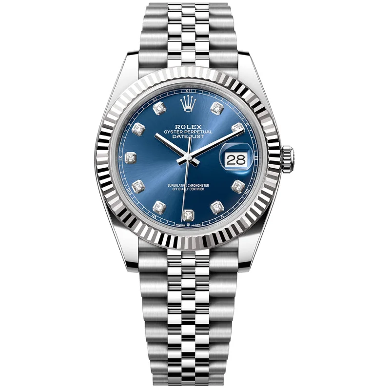 Stainless Steel Bracelet Watches for DurabilityRolex Datejust 41mm 126334-0016 Blue Diamond Dial, Unworn 2024