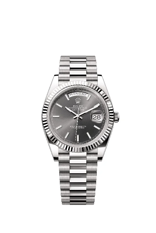 Leather Cuff Watches for a Bohemian LookRolex Day-Date 40 mm 228239 President Fluted Gray Dial