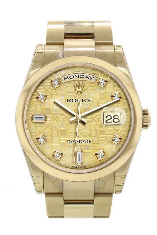 Luxury Quartz Watches with High-End MovementsRolex Day-Date 36 Champagne mother of pearl Jubilee Diamonds Dial Yellow Gold Watch 118208