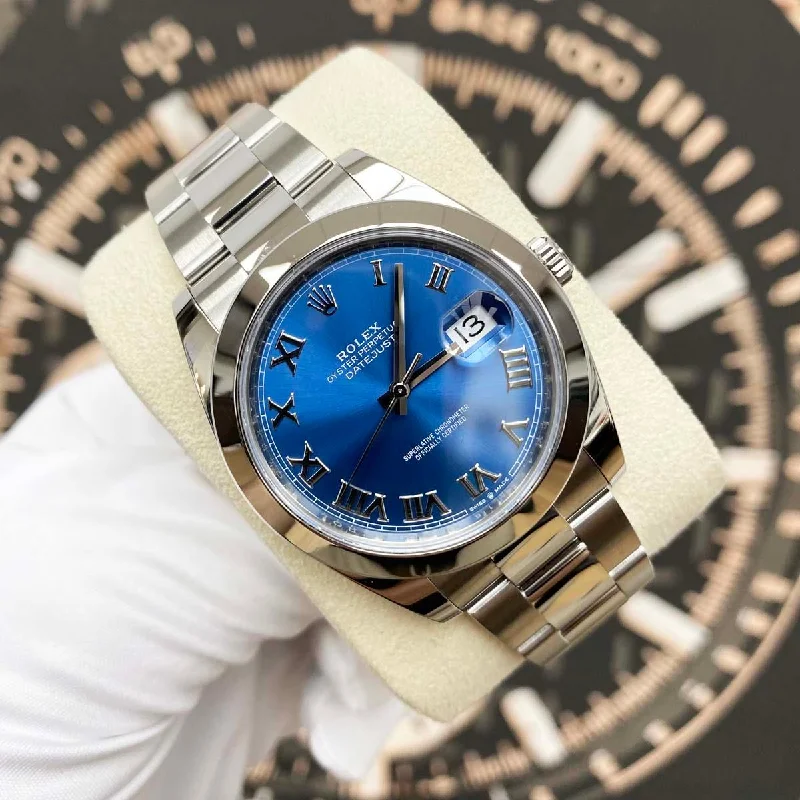 Dressy Watches for Evening EventsRolex Datejust 41mm Azzurro Blue Dial Smooth Bezel 126300