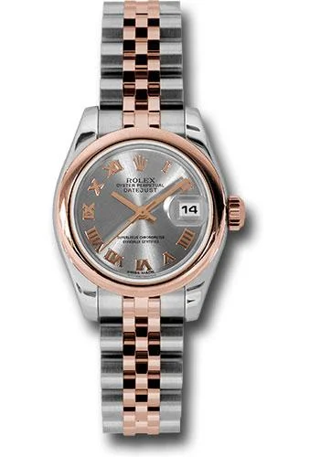 Luxury Quartz Watches with High-End MovementsRolex Steel and Everose Gold Rolesor Lady Datejust 26 Watch - Domed Bezel - Steel Roman Dial - Jubilee Bracelet - 179161 strj