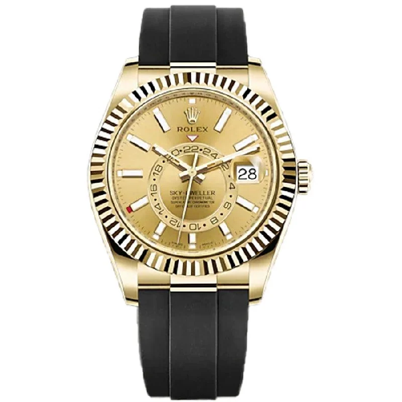 Leather Cuff Watches for a Bohemian LookRolex Sky-Dweller 42mm Oyster Flex 326238 Champagne Dial