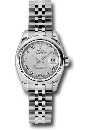 Designer Brand Watches with Unique Dial PatternsRolex Steel Lady-Datejust 26 Watch - Domed Bezel - Silver Roman Dial - Jubilee Bracelet - 179160 srj